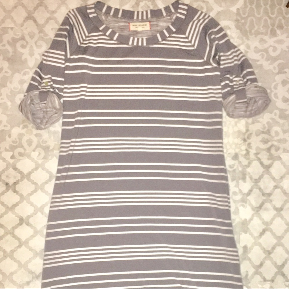 Max Studio S Gray & White Dress